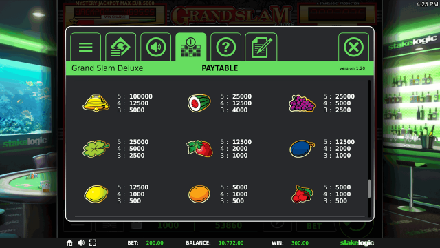 Игровой интерфейс Grand Slam Deluxe 1