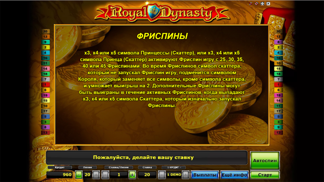 Характеристики слота Royal Dynasty 7