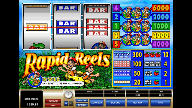 Игровой интерфейс Rapid Reels 10